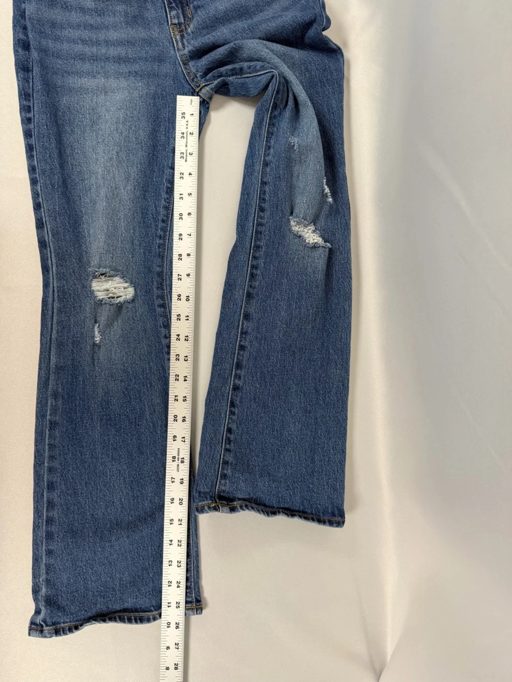 Old Navy Girls High‑Rise Flare Jeans | Size 14 | Distressed Knees | Blue Denim